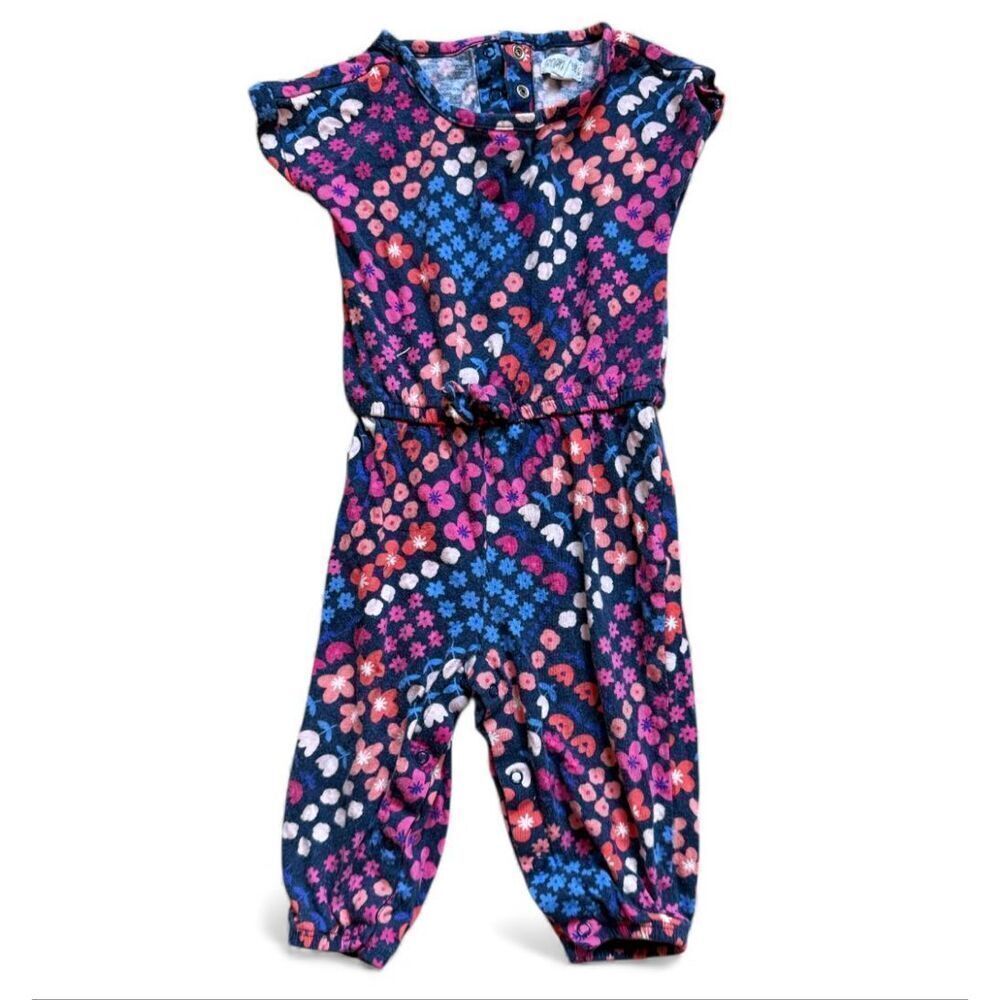Baby Girls Vintage Gymboree Floral Print Romper Coverall - Sz 6-12 mo